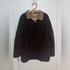 EUC Womens LL Bean Chocolate Brown Fleece Coat Jacket